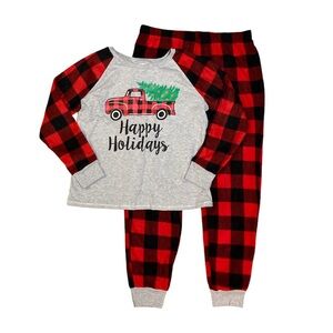 Holiday Style Red Flannel Plaid Pajamas Set